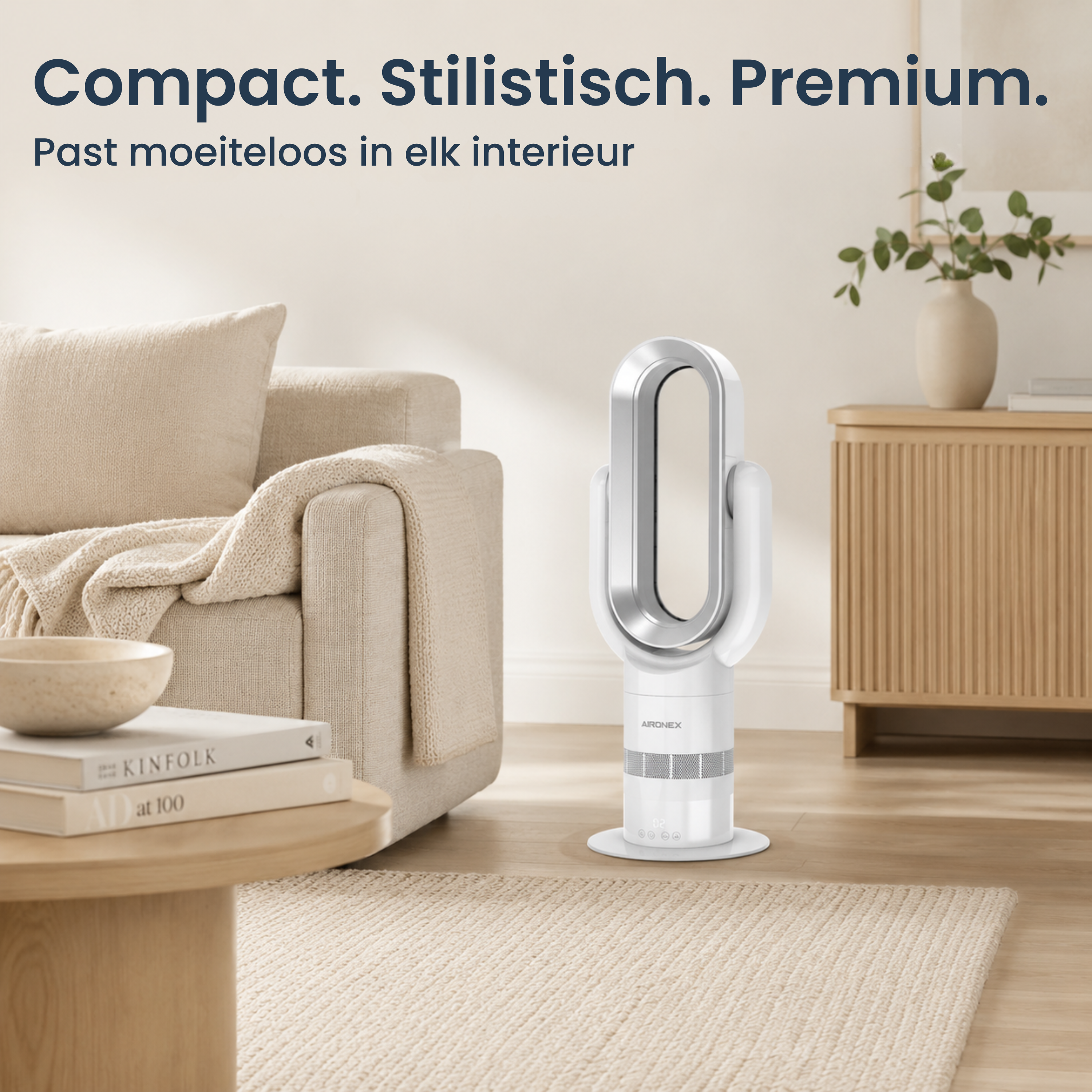 Bladeless Fan Swing Wit - Verkoelen en Verwarmen
