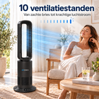 Bladloze Ventilator Zwart - Verwarmen en Verkoelen- Met Wifi