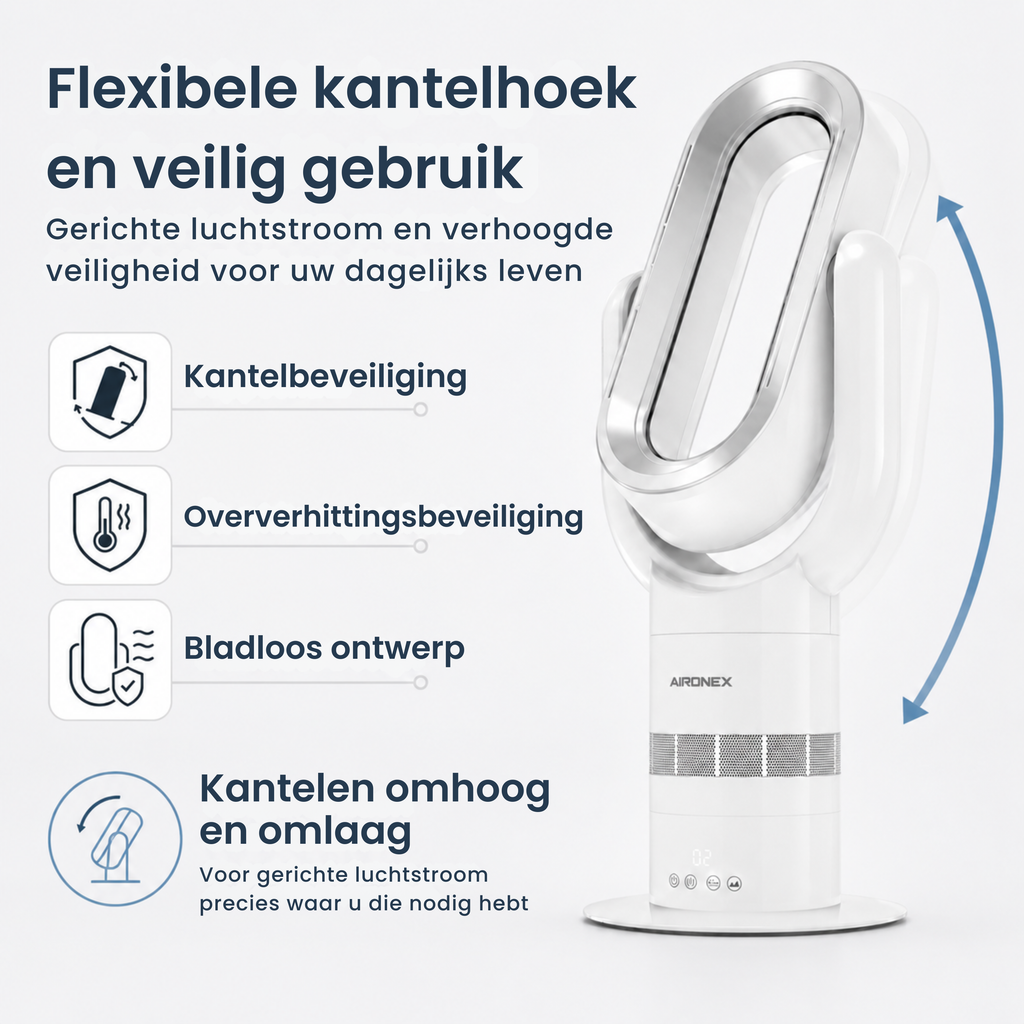 Bladeless Fan Swing Wit - Verkoelen en Verwarmen