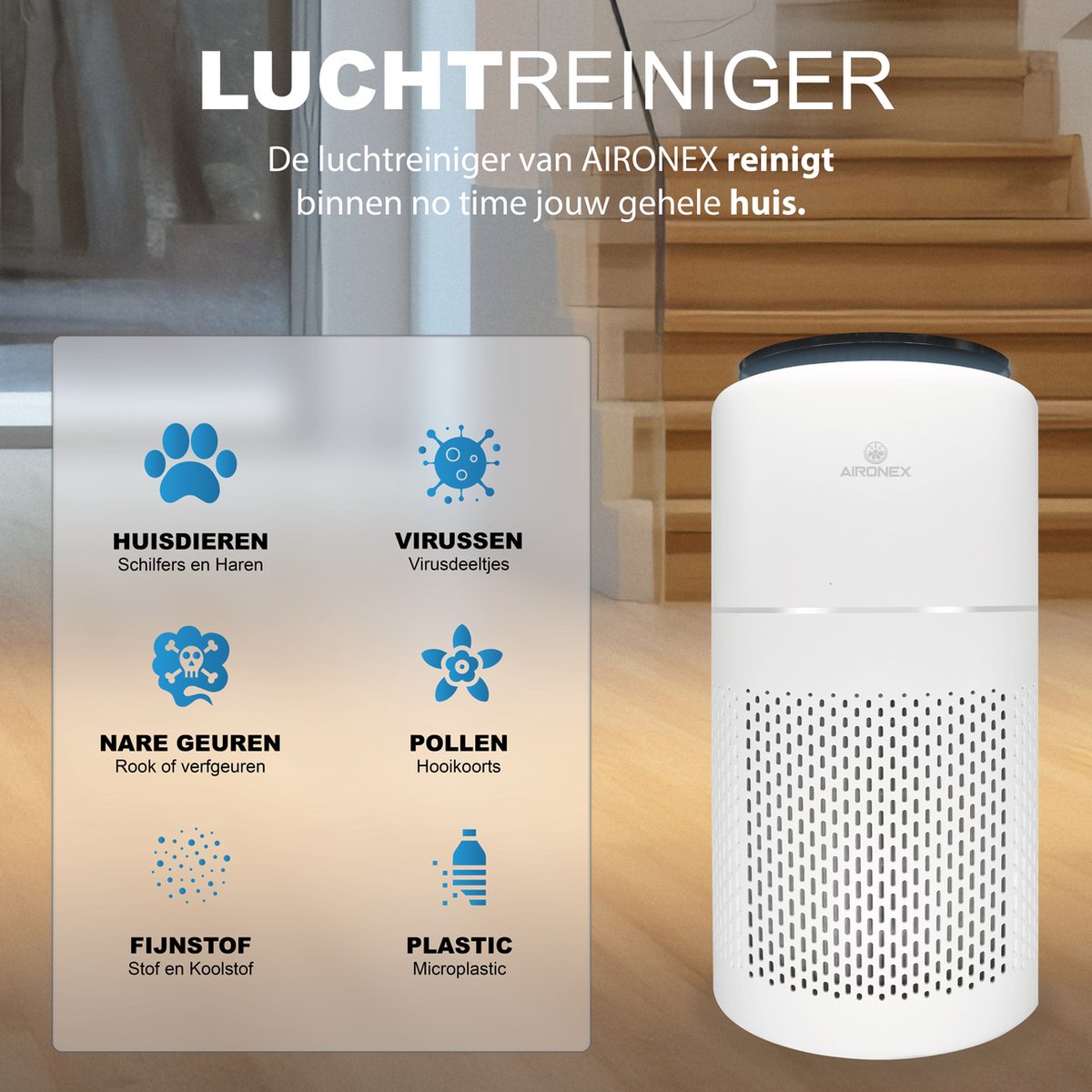 Luchtreiniger Aironex met HEPA filter
