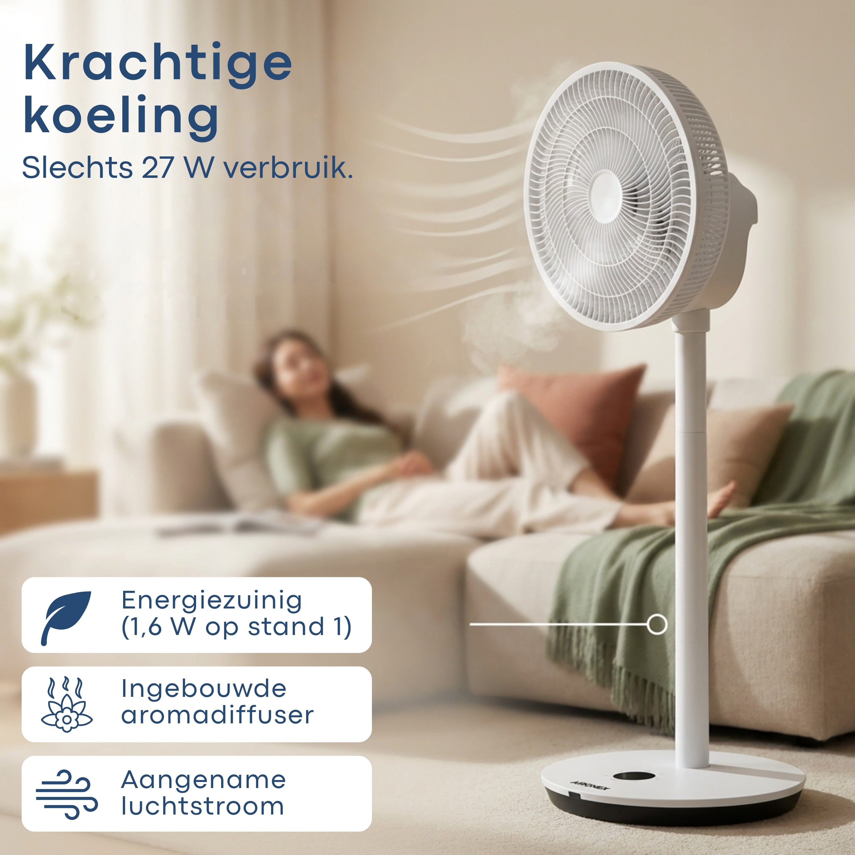 Aironex Ventilator - Stille Statiefventilator met 26 snelheden