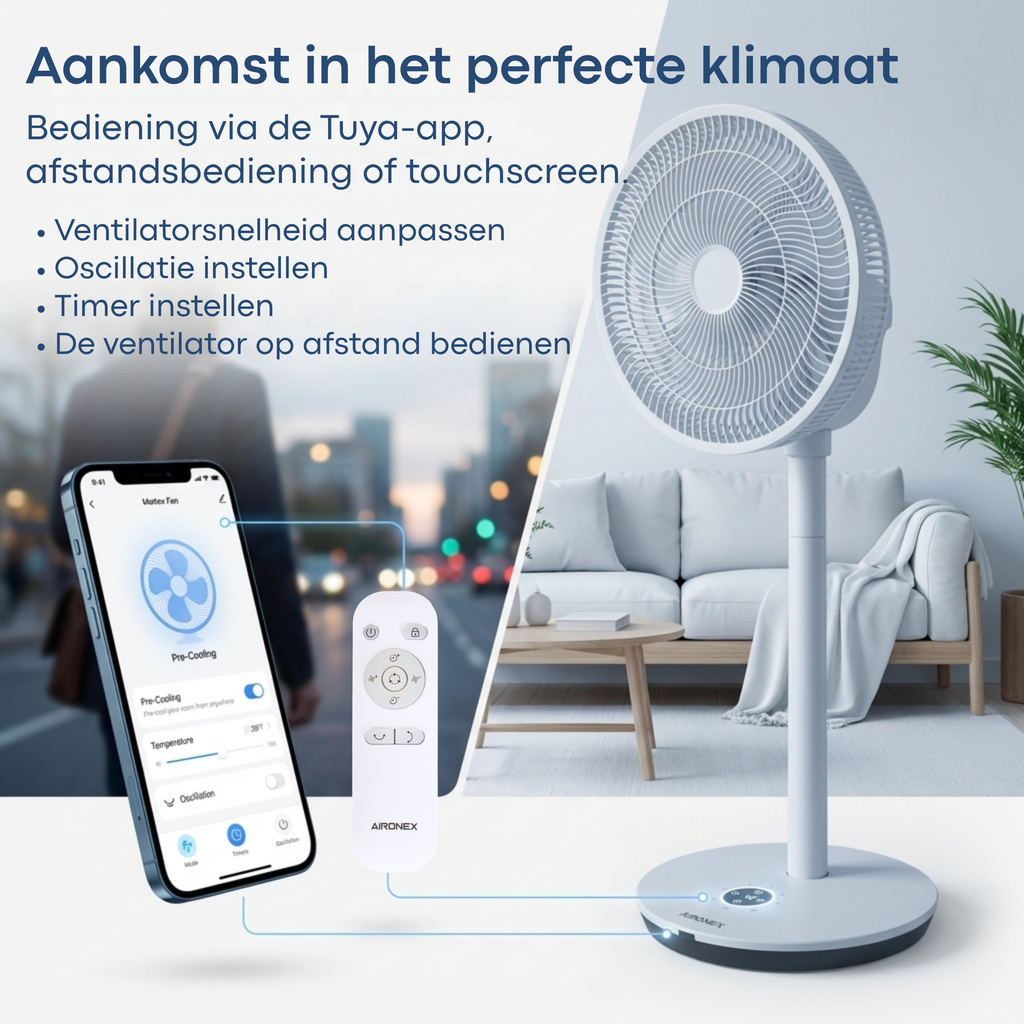 Aironex Ventilator - Stille Statiefventilator met 26 snelheden