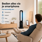 Bladloze Ventilator Zwart - Verwarmen en Verkoelen- Met Wifi