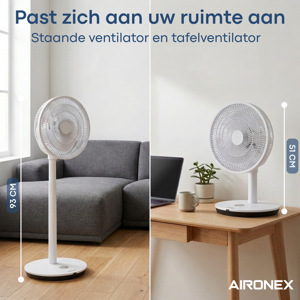 Aironex Ventilator - Stille Statiefventilator met 26 snelheden