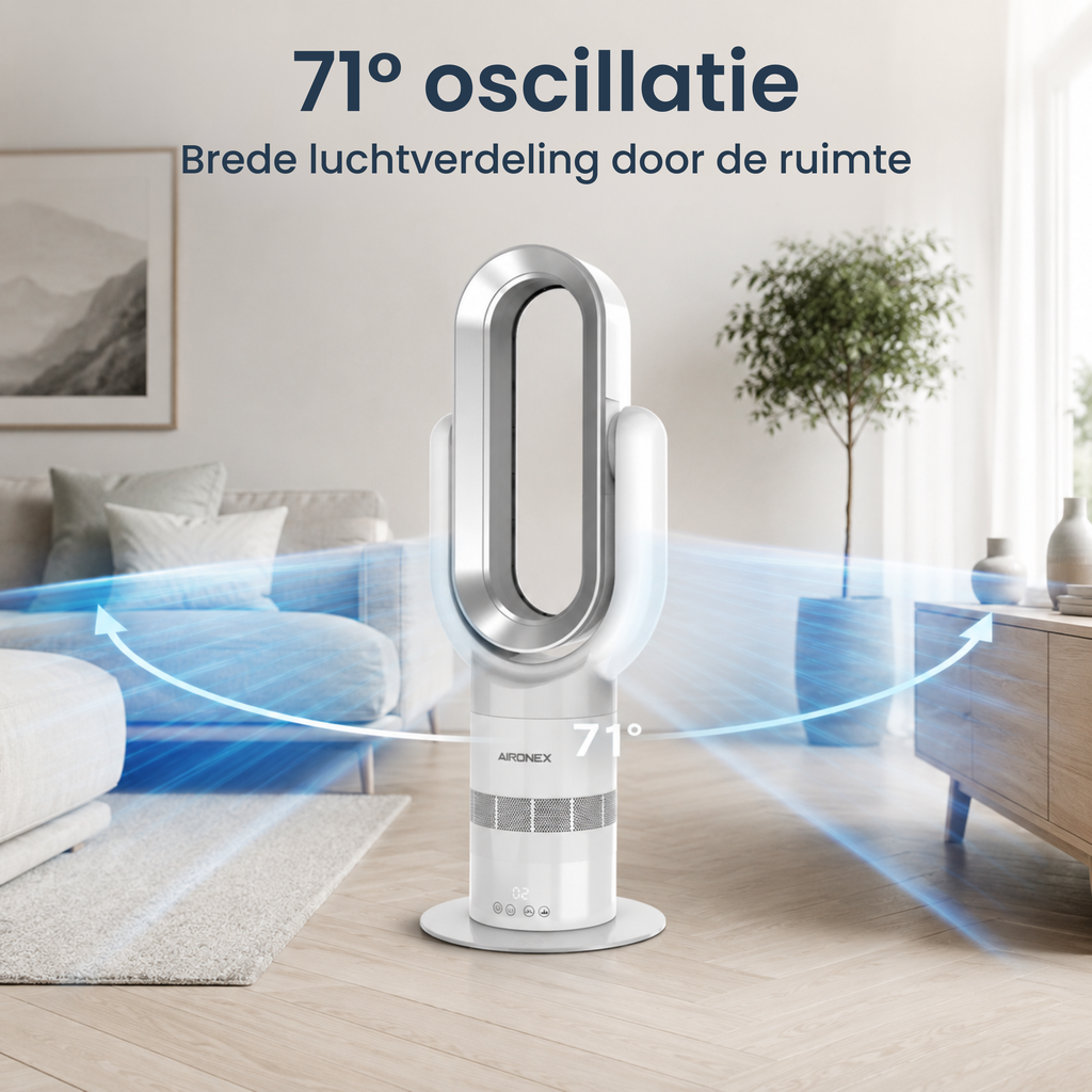Bladeless Fan Swing Wit - Verkoelen en Verwarmen