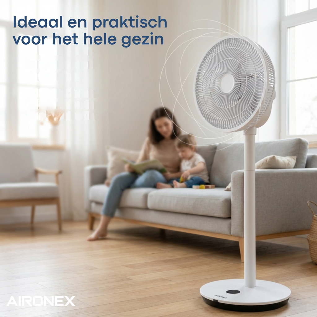 Aironex Ventilator - Stille Statiefventilator met 26 snelheden