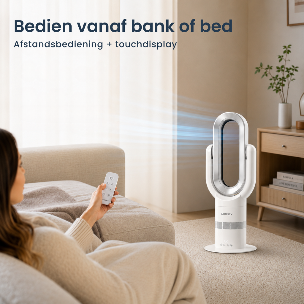 Bladeless Fan Swing Wit - Verkoelen en Verwarmen