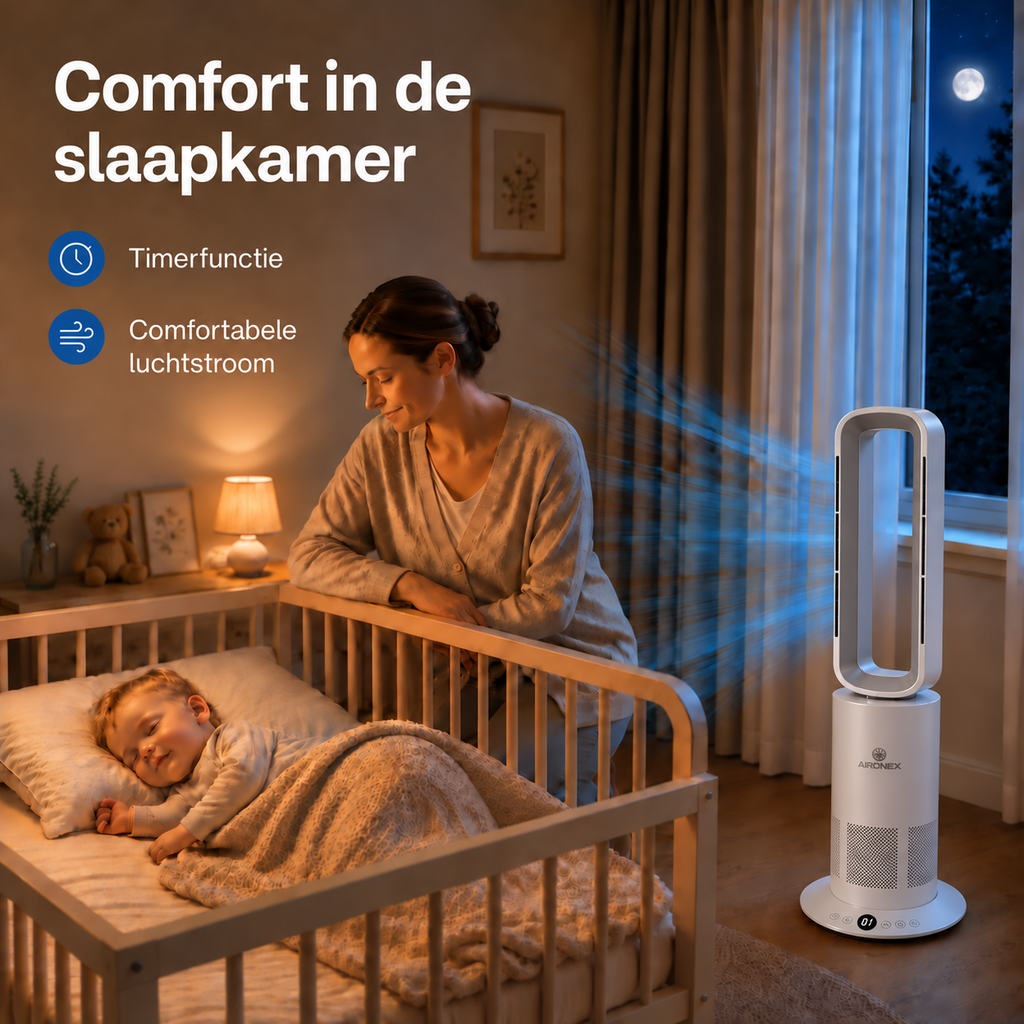 Aironex Bladloze Ventilator - Energiezuinige Luchtkoeler - Met Wifi