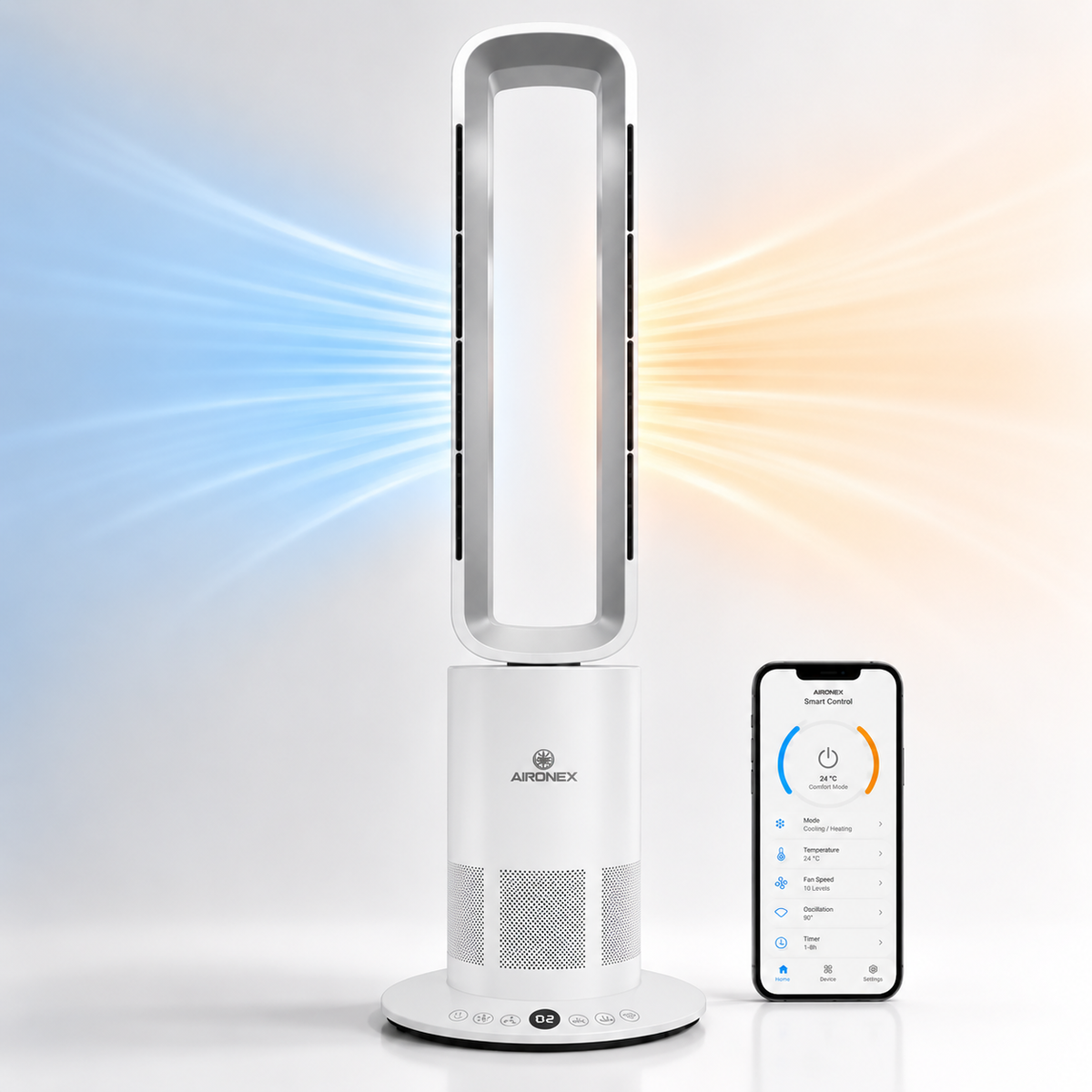 Aironex Bladloze Ventilator - Energiezuinige Luchtkoeler - Met Wifi