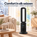 Bladloze Ventilator Zwart - Verwarmen en Verkoelen- Met Wifi