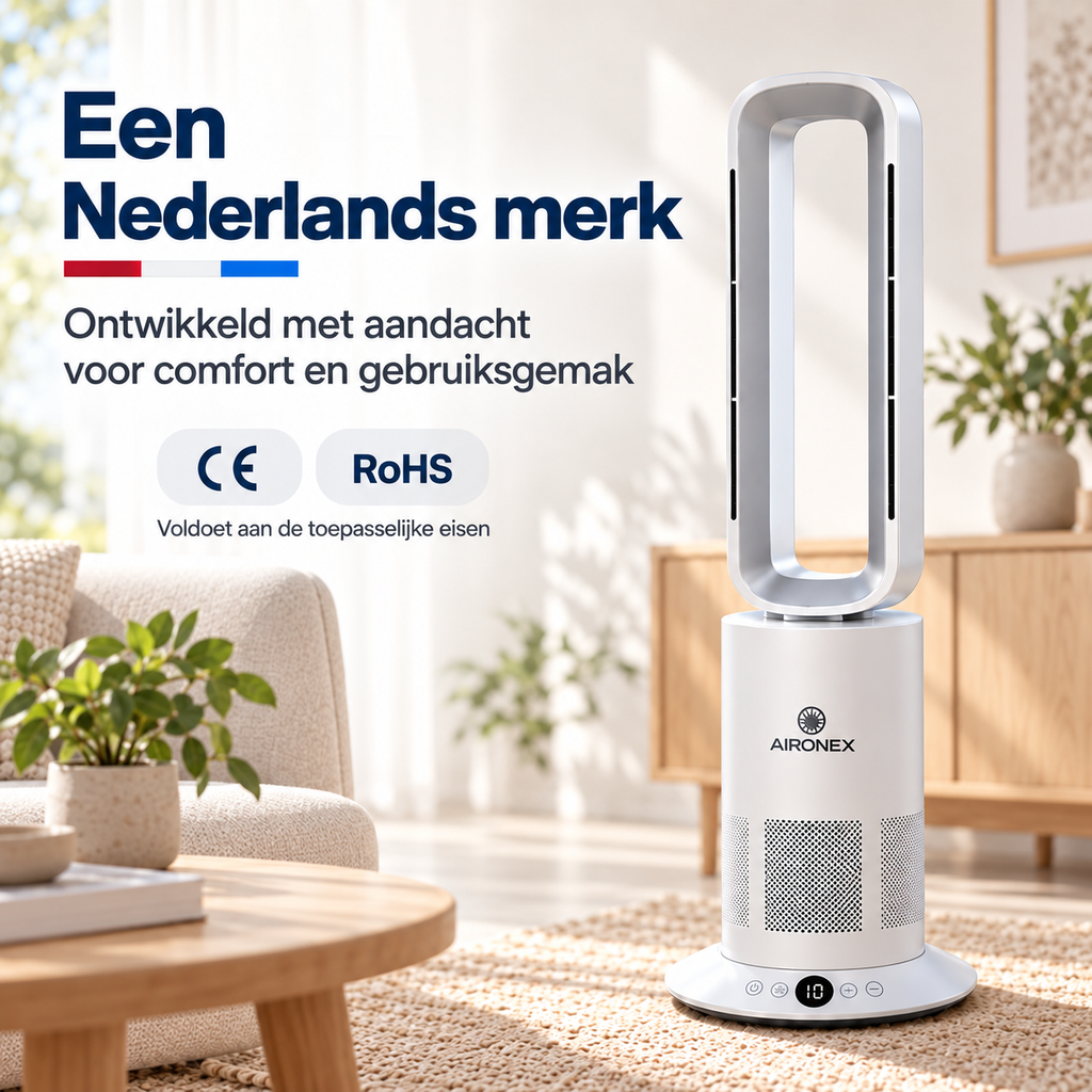 Aironex Bladloze Ventilator - Energiezuinige Luchtkoeler - Met Wifi